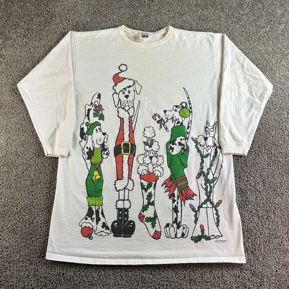 VINTAGE 2001 Rel-E-Vant Products Shirt Womens OS Christmas Puppies Dogs Ladies - Picture 1 of 15